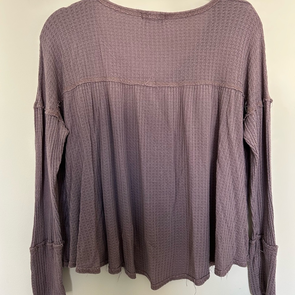 Altar’d State Boho Style Long Sleeve Dusty Purple Waffle Knit Top Size Small - Picture 5 of 5